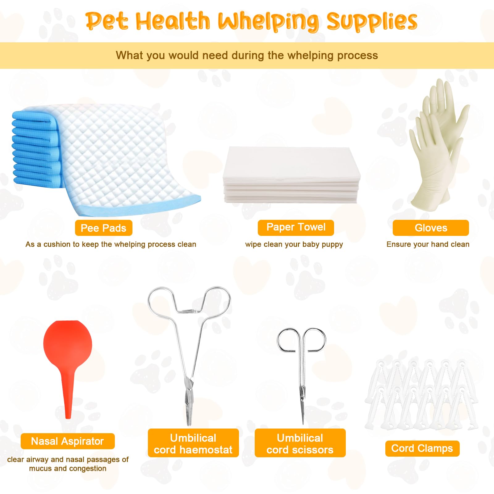 Puppy Kitten Whelping Kit Geburtshilfsmittel für Neugeborene Welpen und Kätzchen für die Haltung von Kätzchen Hunde Katzen Fütterung Sets Supplies umfasst Whelping Halsbänder Rekord