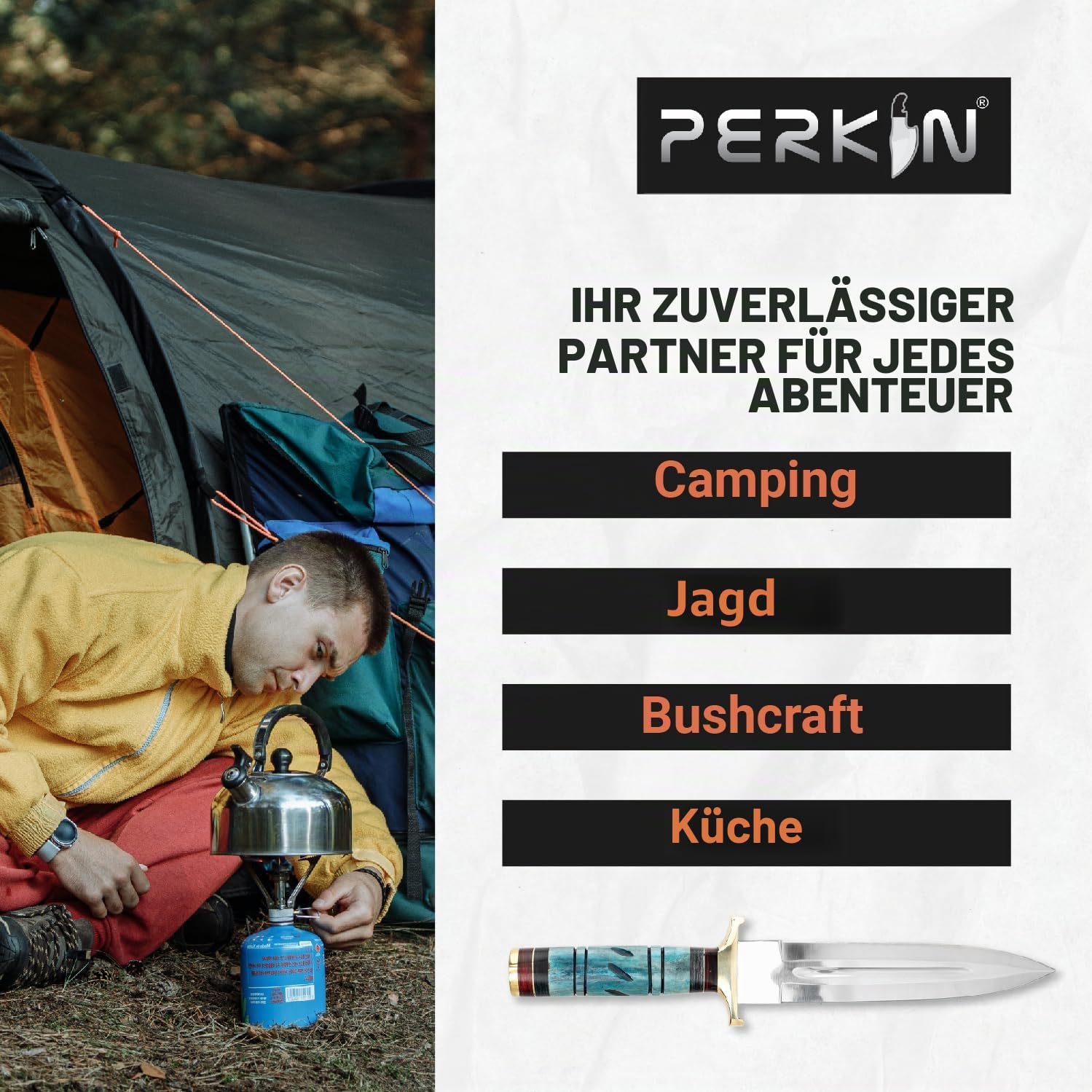 Perkin Jagdmesser mit Scheide