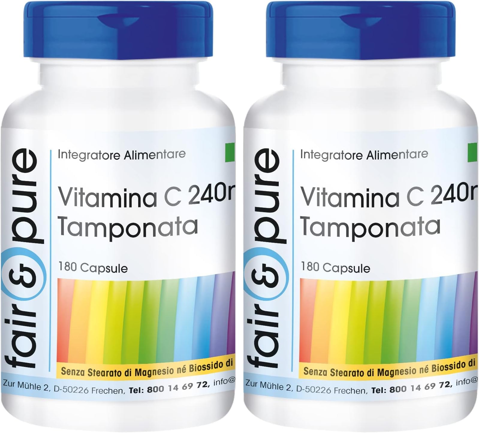 Fair & Pure® - Vitamina C tamponata - Buffered Vitamin C 240mg - Vegan - 180 Capsule (Confezione da 2)