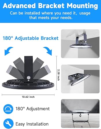 6 Pack UFO LED High Bay Light,150W,25500 Lumens,5000k Ultra Bright Commercial LED Shop Lights for Warehouse,Factory,Workshop,Courtyard, Garage&Barn,Walls&Ceiling Mount,Plug&Play,110-130V,UL