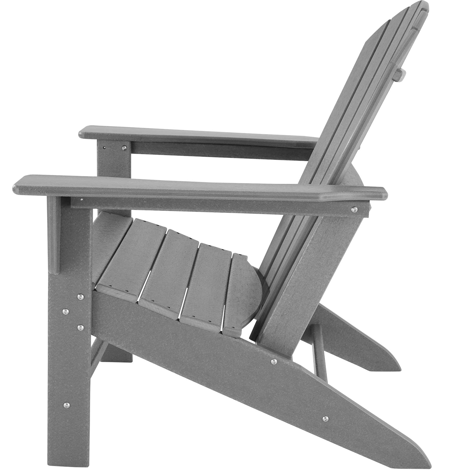 tectake® Gartenstuhl Adirondack in Holzoptik, komfortable Rückenlehne, Gartensessel mit extrabreiten Armlehnen, für Garten, Terrasse und Balkon, wetterfest - grau