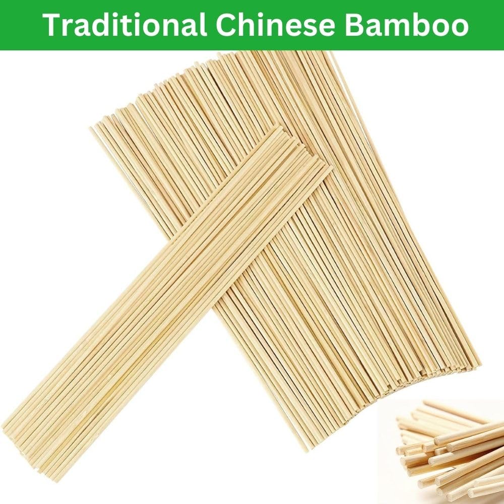 100 Bamboo Sticks 11 Inch - Food Safe Round Wooden Skewers For Candy Floss, Crafts, Cakes & DIY, Eco-Friendly & Smooth