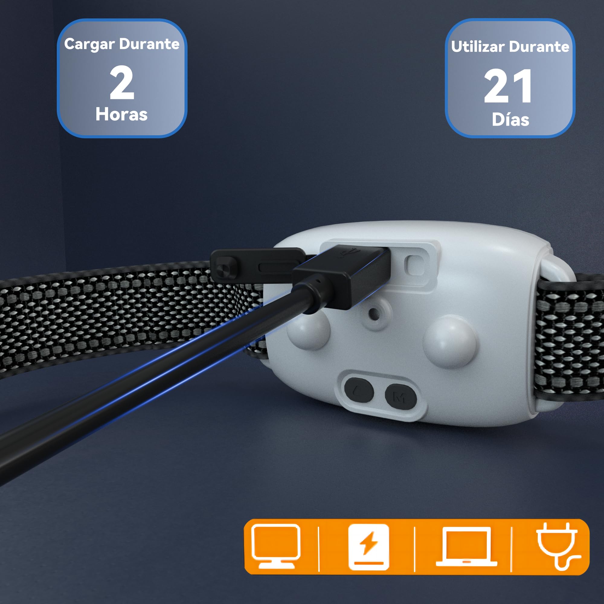 Meloive Collar Antiladridos para Perro,Collar Vibración con 8 Niveles de Sensibilidad Ajustables,4 Modos de Vibración/Fuerte Vibración/Sonido,Resistencia al Agua IP67 y Recargable,Blanco