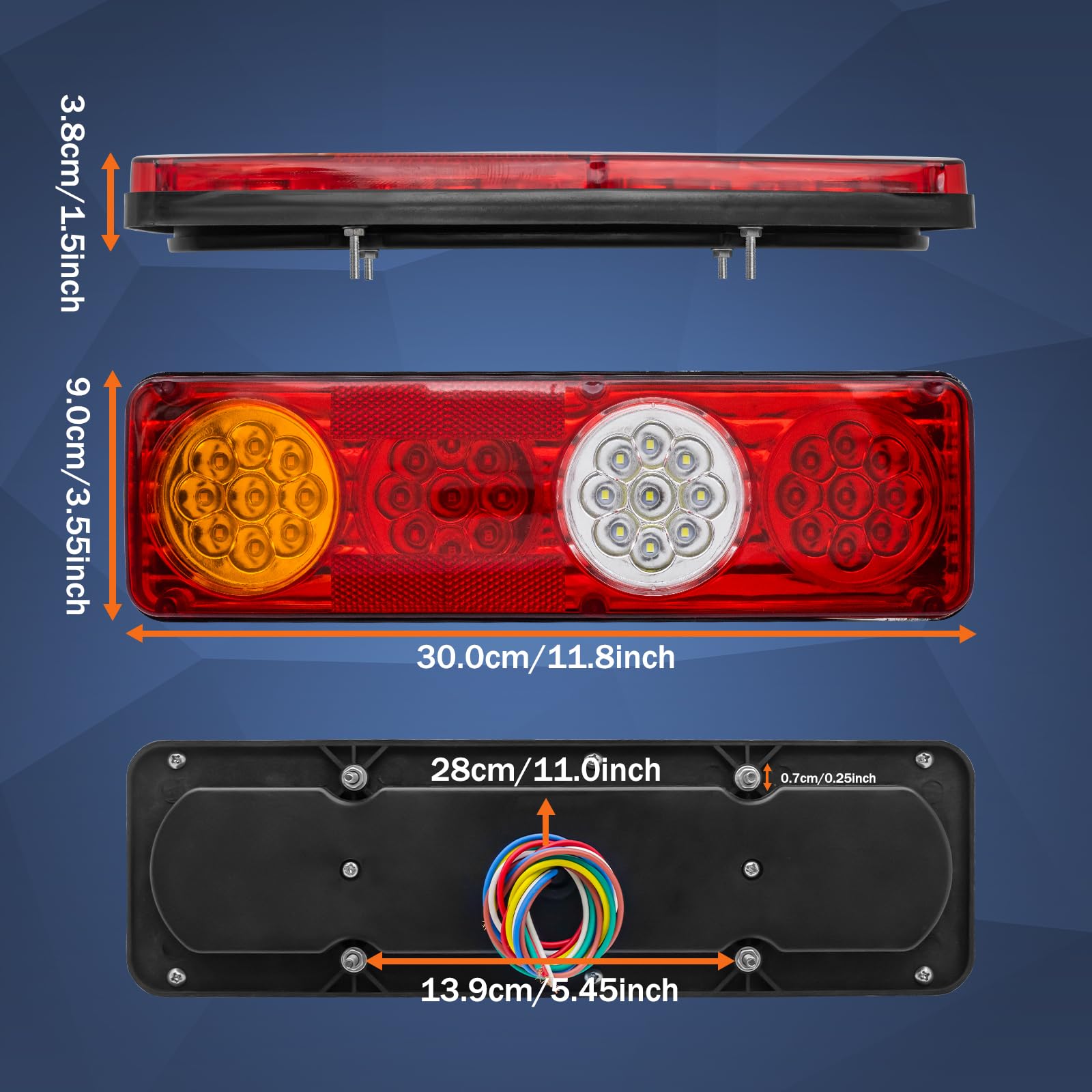 Luci Posteriori LED Per Camion E Rimorchi - Set Da 2 Pezzi, 12V, 46 LED, Funzioni Multi (freno, Retromarcia, Frecce)