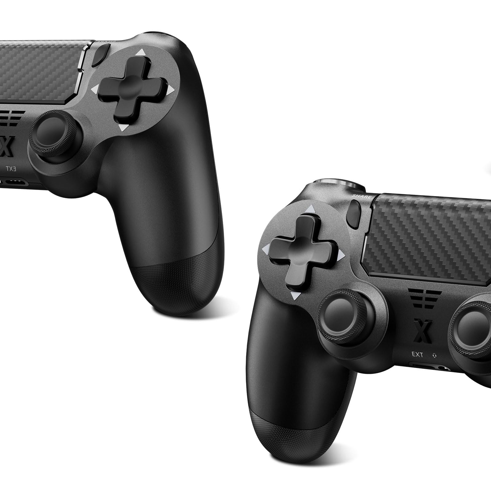 Glitfix Wireless Controller für PS-4, Controller Wireless für PS-4/Pro/Slim/PC, Bluetooth Gamepad Joystick mit Dual Vibration/Touch Panel/3.5mm Audio Jack/Six-Axis (2PCS.BLACK)