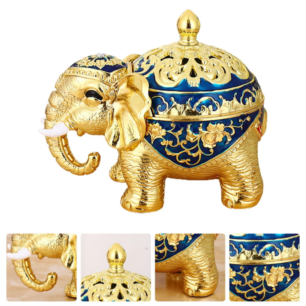 Turibolo per Incenso a Forma di Elefante in Lega di Zinco, Stile Retrò Artistico, Brucia Incenso Decorativo per Studio e Soggiorno, Migliora la Qualità del Sonno