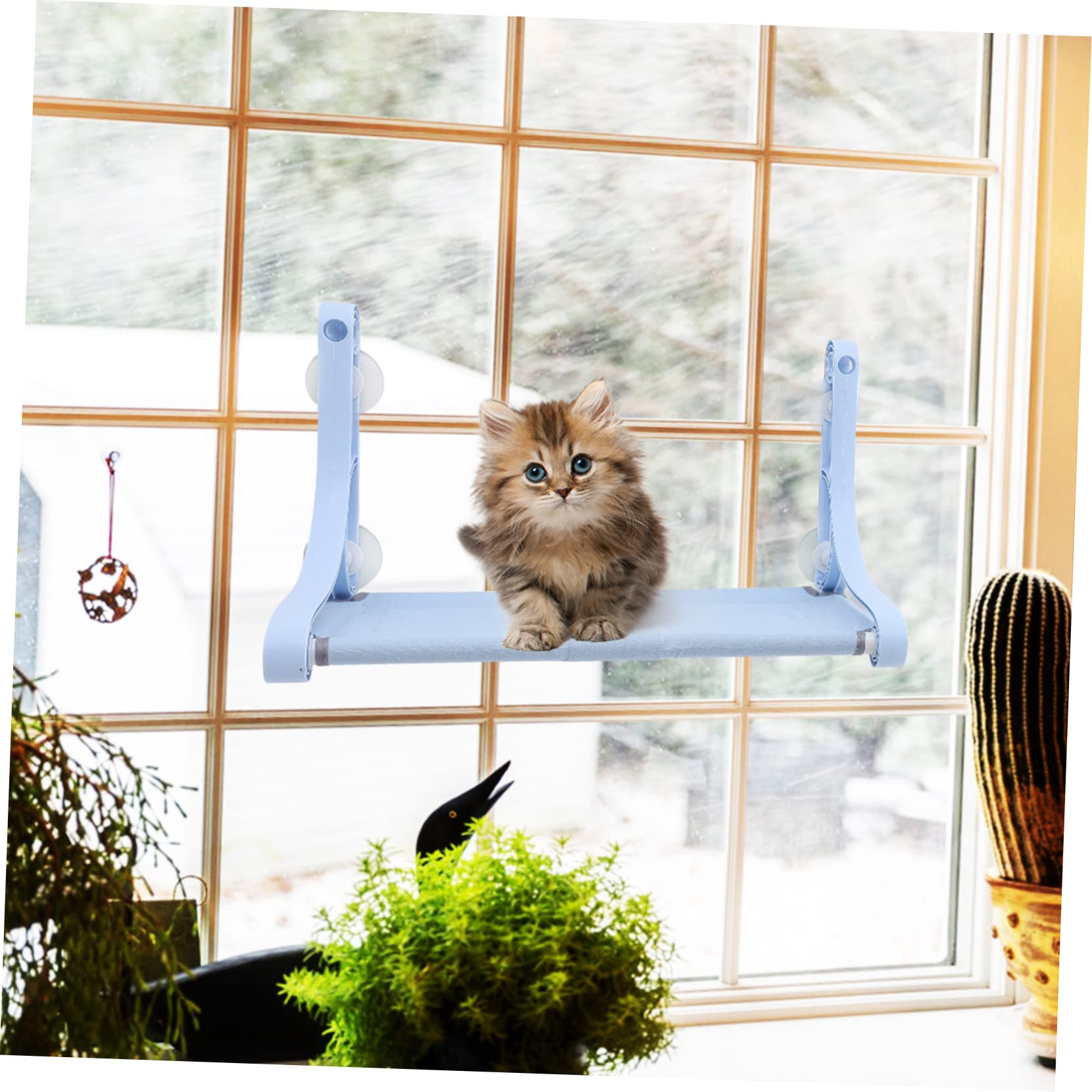 Katzenhängematte Blau mit Saugnapf Fensterplatz für Katzen