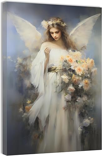 QIXIANG Imágenes de ángel para pared, lienzo abstracto de ángel con alas de ángel, impresiones vintage para decoración de oficina y hogar (12.00 x