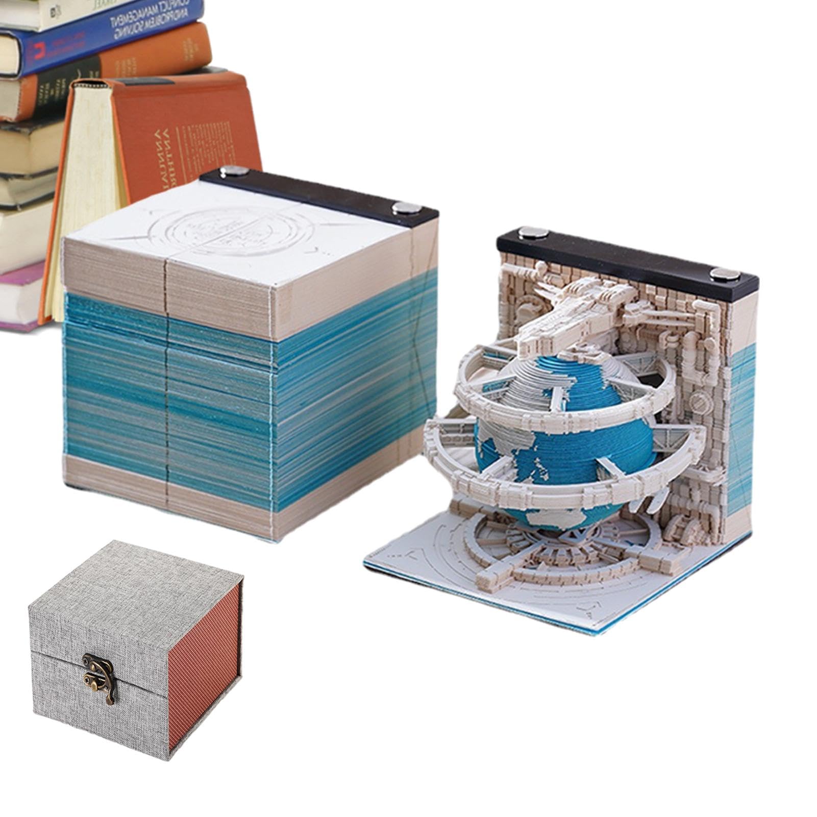 3D Notizblock, 3D Kalenderblock | Kreativer Notizblock Kalender Tischkalender Modell Erde | Robuste und glatte Haftnotizen für Geburtstag, Neujahr, Weihnachten, Ostern