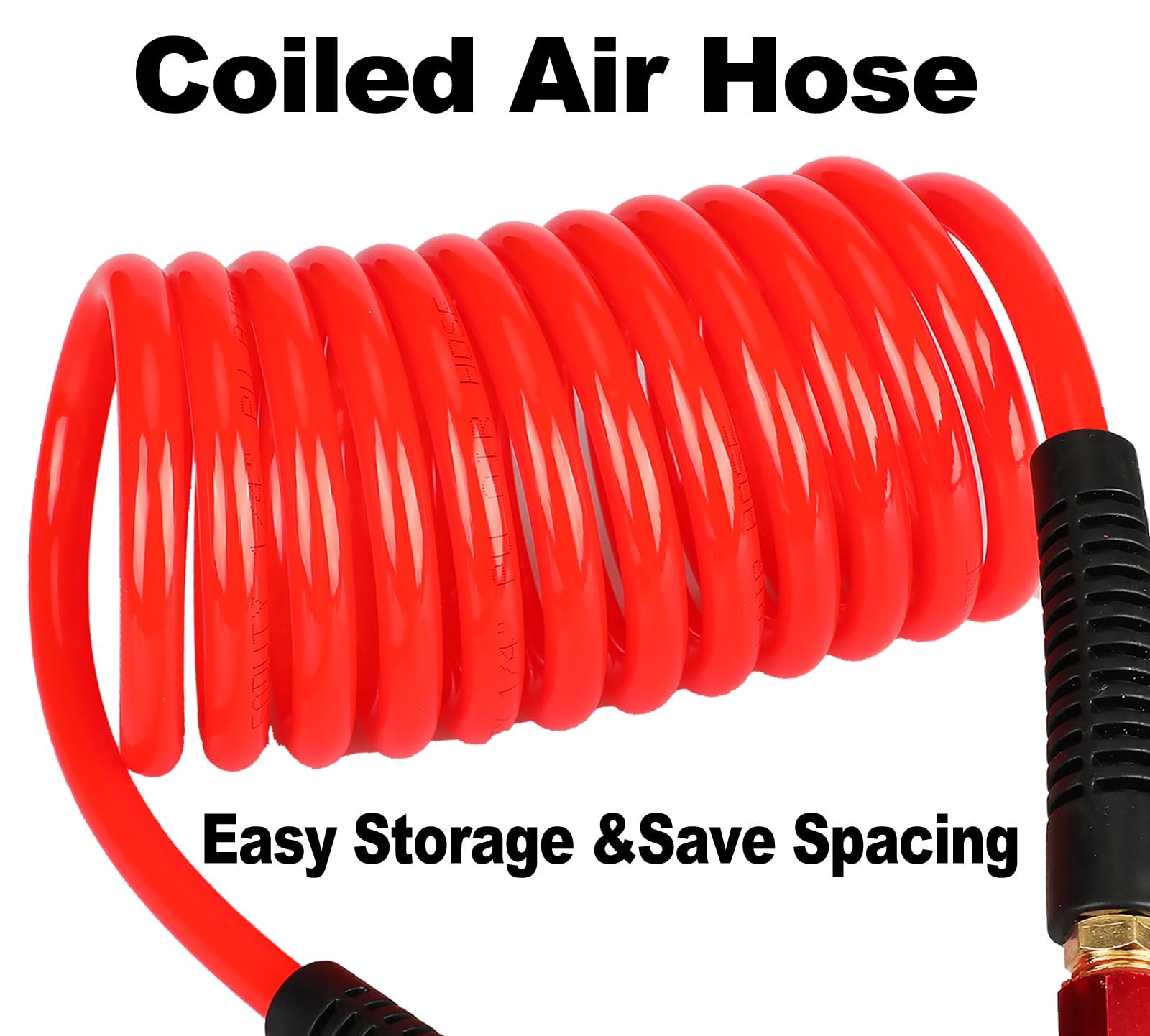 Uharbour Air Compressor Hose 1/4" X 50 Feet, 1/4 Air Hose PVC/Rubber Hybrid, Air Hose For Compressor With 1/4" MNPT Brass Fitting, Air Hose 50 Ft For