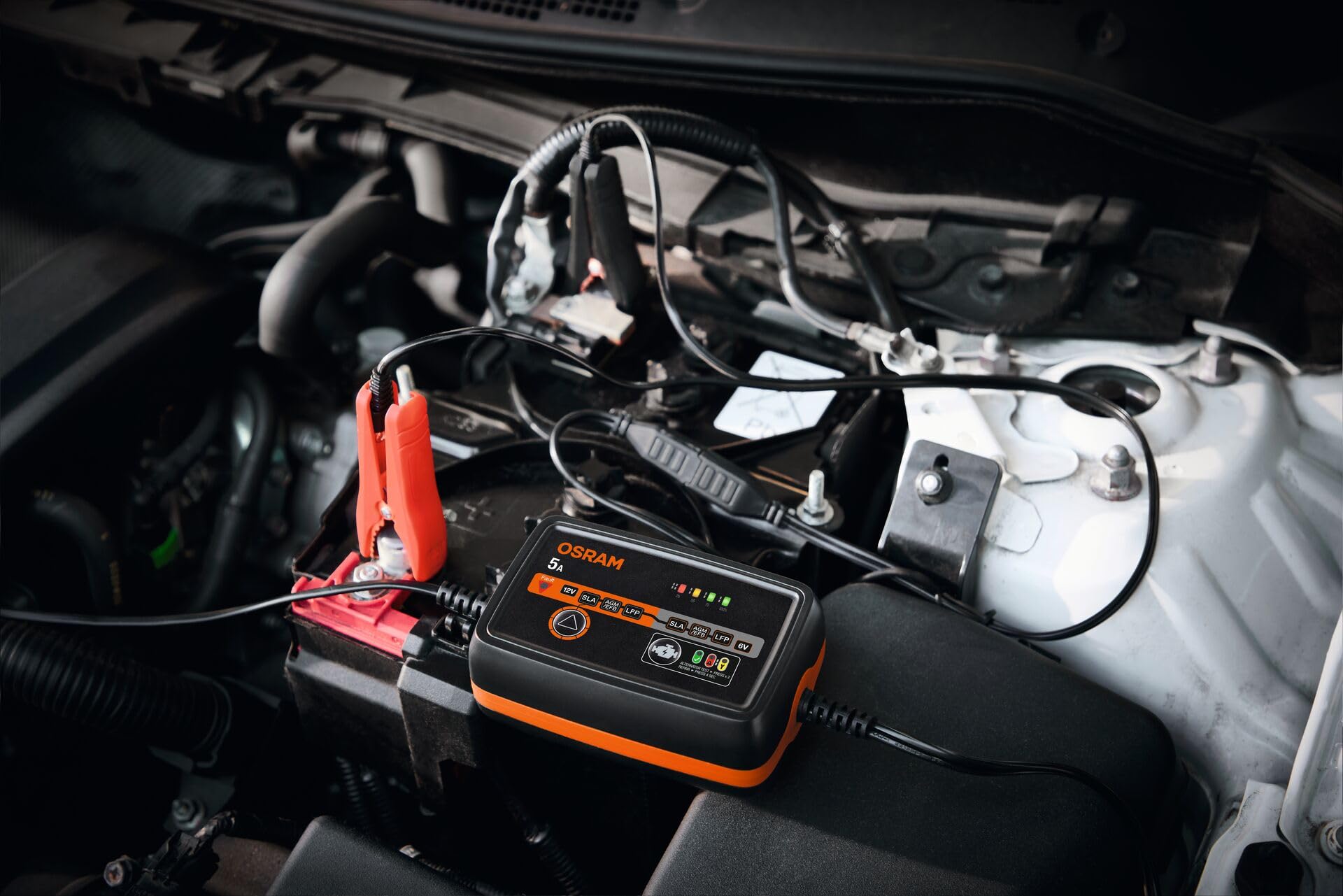 OSRAM BATTERYcharge 1005, Batterieladegerät 6V/12V, Intelligentes 5A Ladegerät, für AGM, EFB, Blei & Lithium, mit Erhaltungsmodus