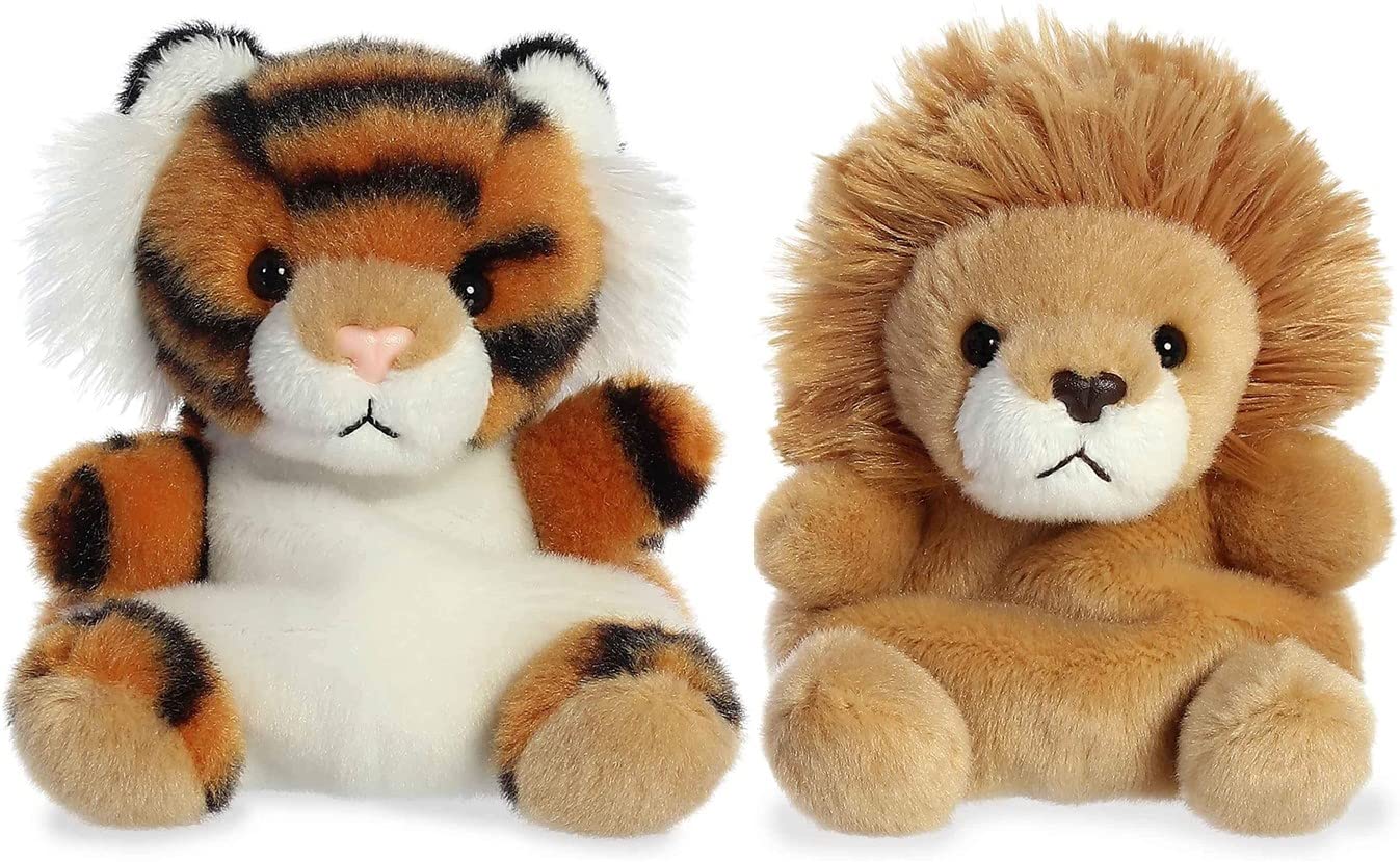 Amazon.com: Aurora Palm Pals Set of Two - Leno Lion and Indy Tiger