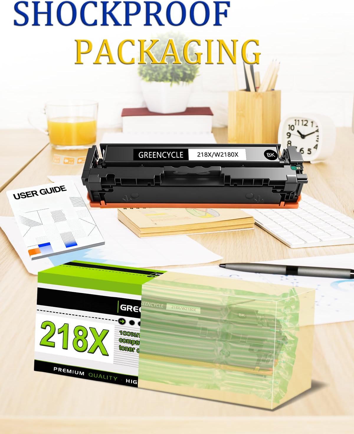 greencycle 218X (with Newest Chip) high Yield Compatible Toner Cartridge Replacement for HP 218X W2180X W2181X W2182X W2183X Color Laser Jet 3301fdw 3301sdw 3301cdw 3201dw Printer (Bk/C/Y/M 4-Pack)