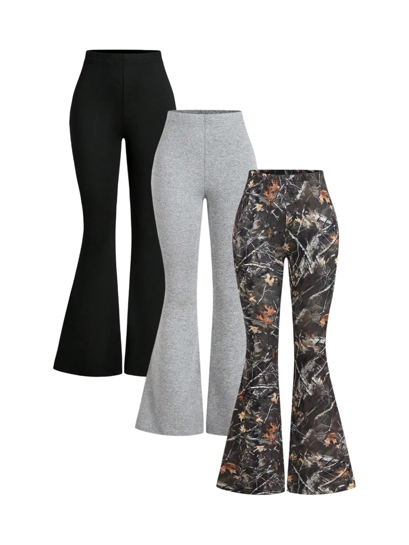 SOLY HUX Womens Flare Leggings 3 Packs Casual Bell Bottom Skinny Pants Going Out Outfit Fall Clothes