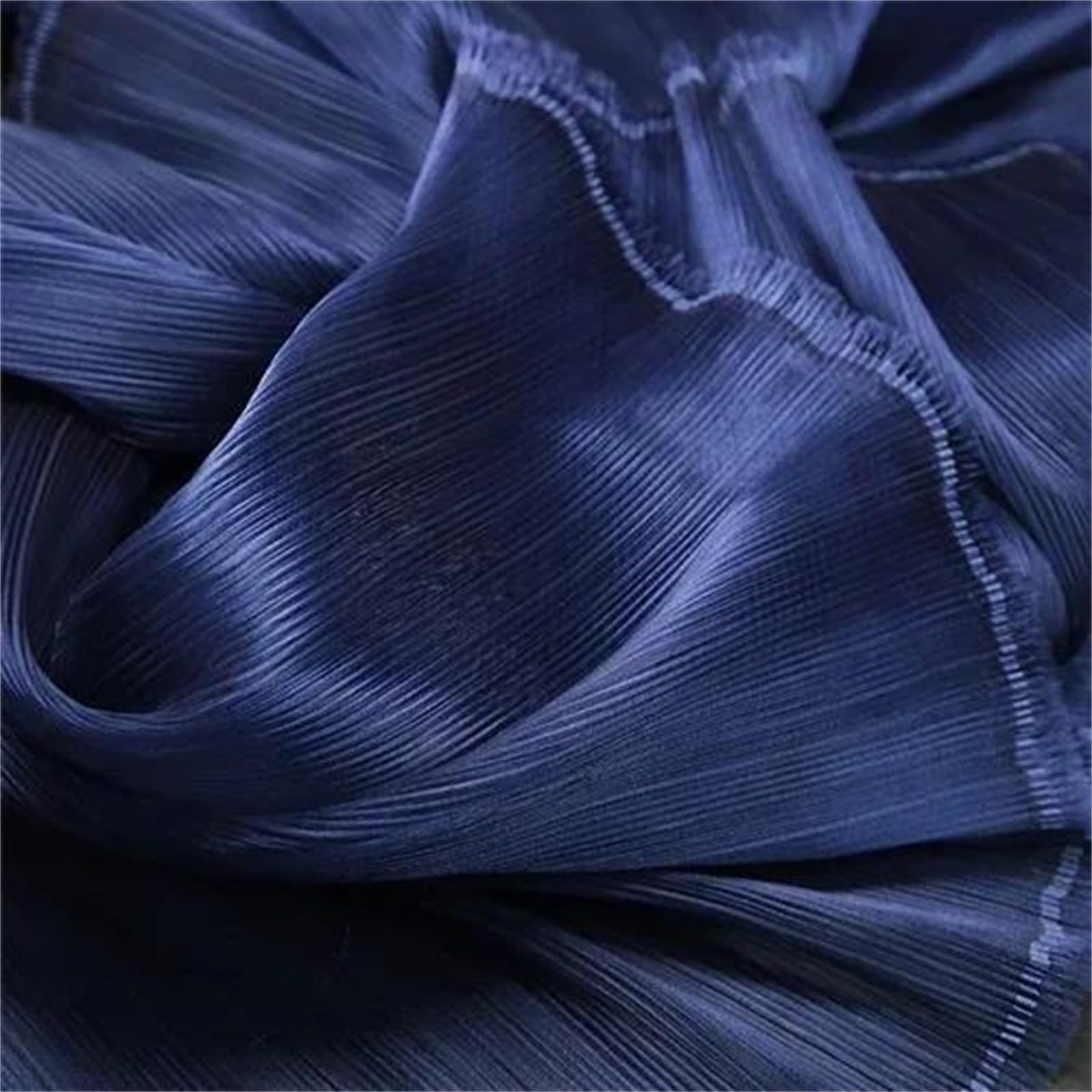 Plisowana tkanina z siateczki organzy poliestrowej Tkanina poliestrowa plisowana organza 140 cm wielokolorowa 1-1,5 m(Dark Blue,1.5 meters)