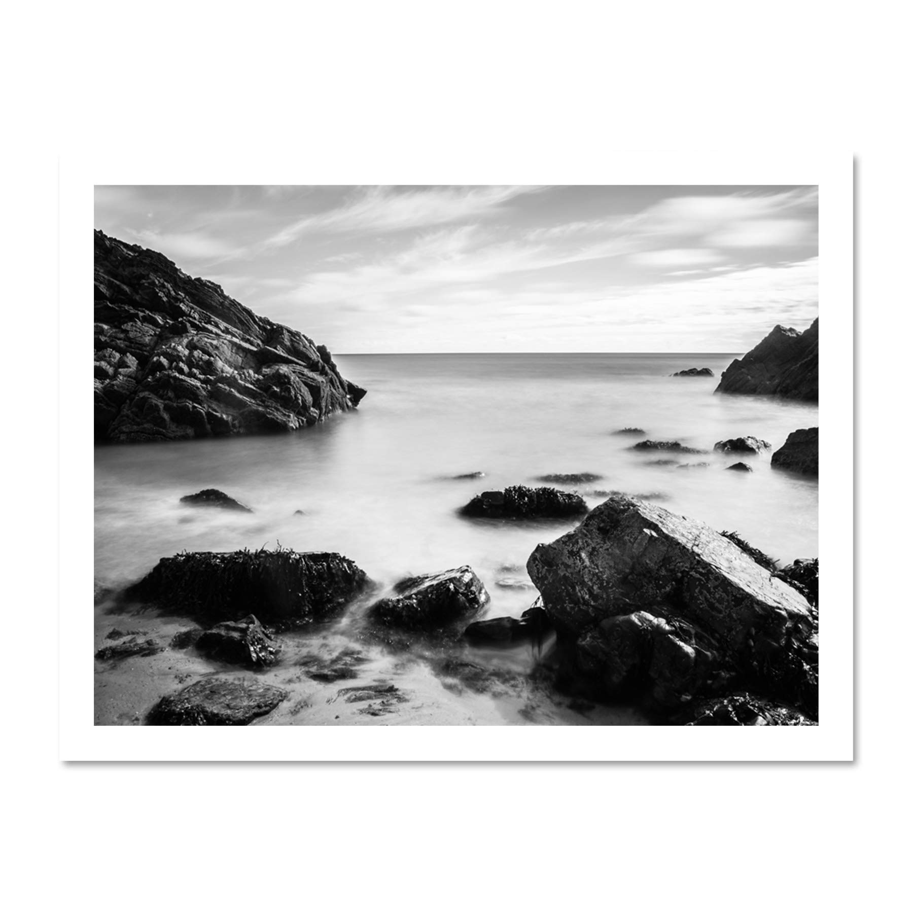 Marloes Wales Rocky Coast BW Large Framed Art Print Poster Wall Decor 18x24 inch