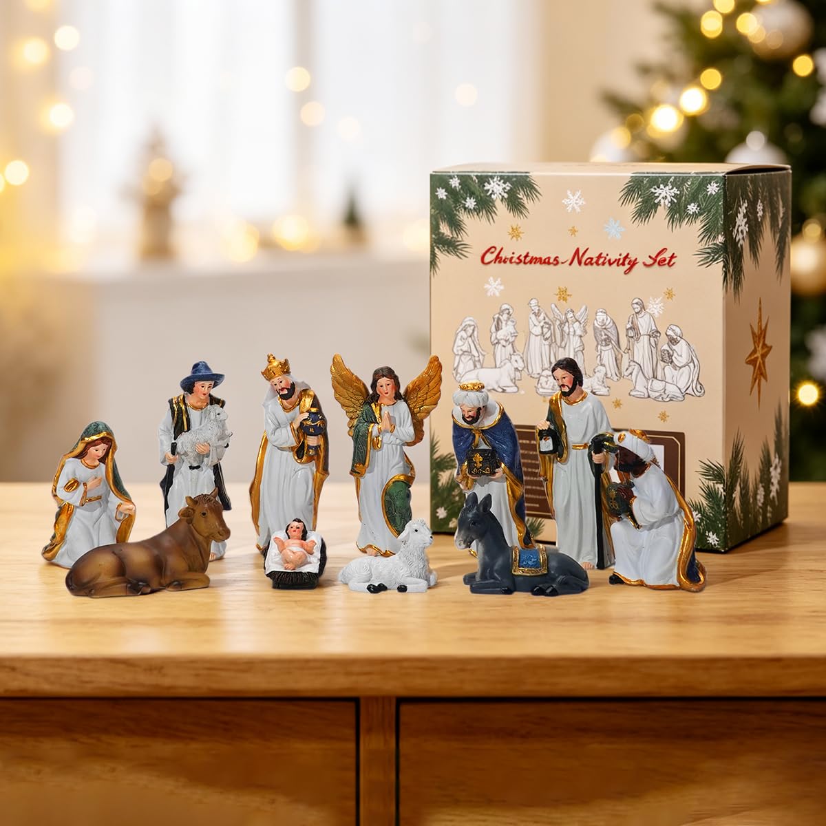 Christmas Nativity Set, Colorful Collectible Religious Decoration, Indoor Nativi...