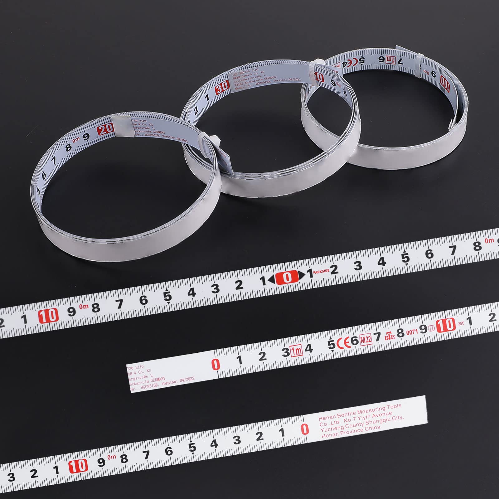 Cinta métrica autoadhesiva, 3 rollos de 1 m, cinta métrica autoadhesiva de color blanco, para la medición de objetos verticales como bancos de trabajo (adelante, atrás, centrado)