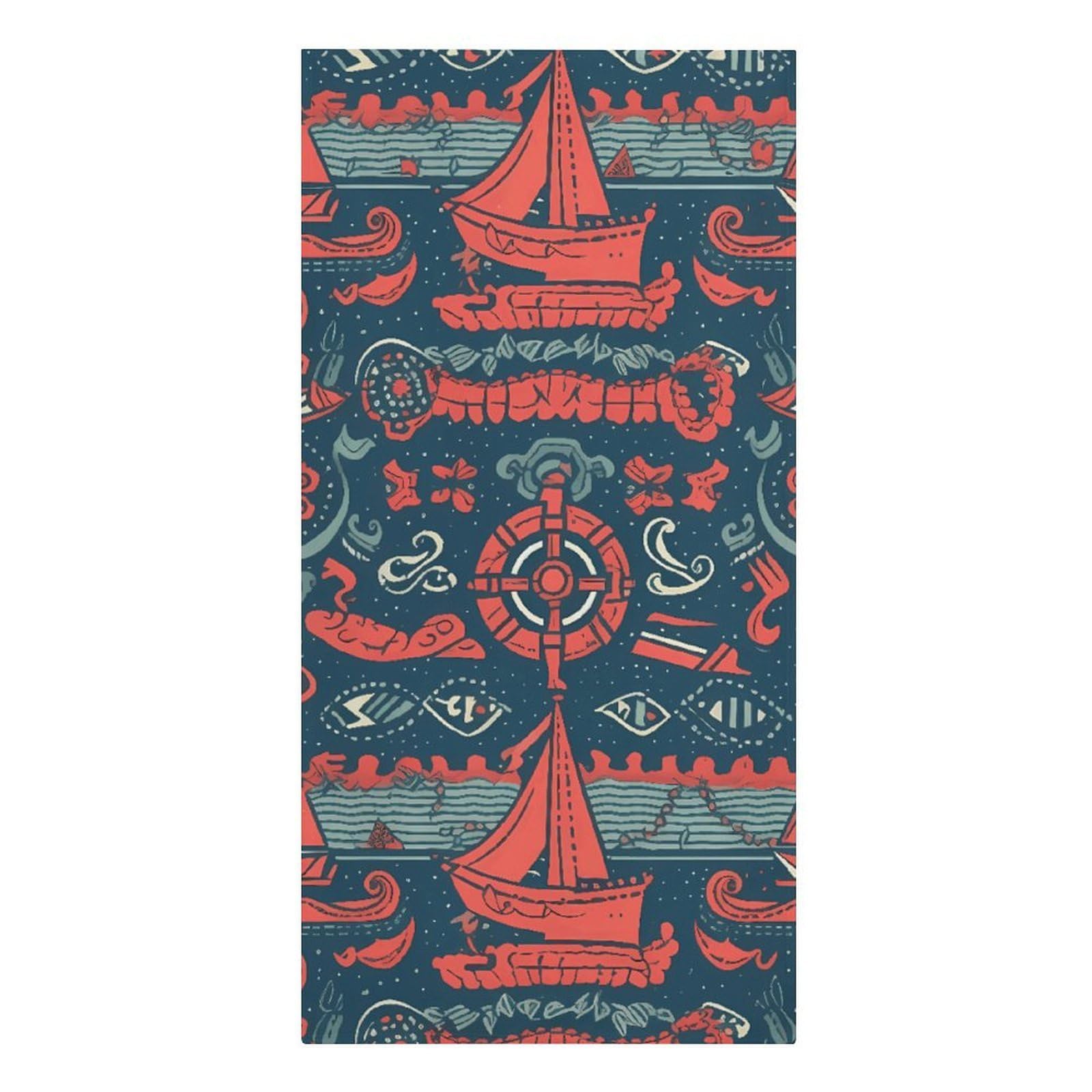 QMNLKH Sailboat Pattern Beach Towel for Women, Large Microfiber Pool Towel for Men, Absorbent Swim Towels for Home, Lightweight Bath Towels for Camping, Yoga, 30.3"x61.4"