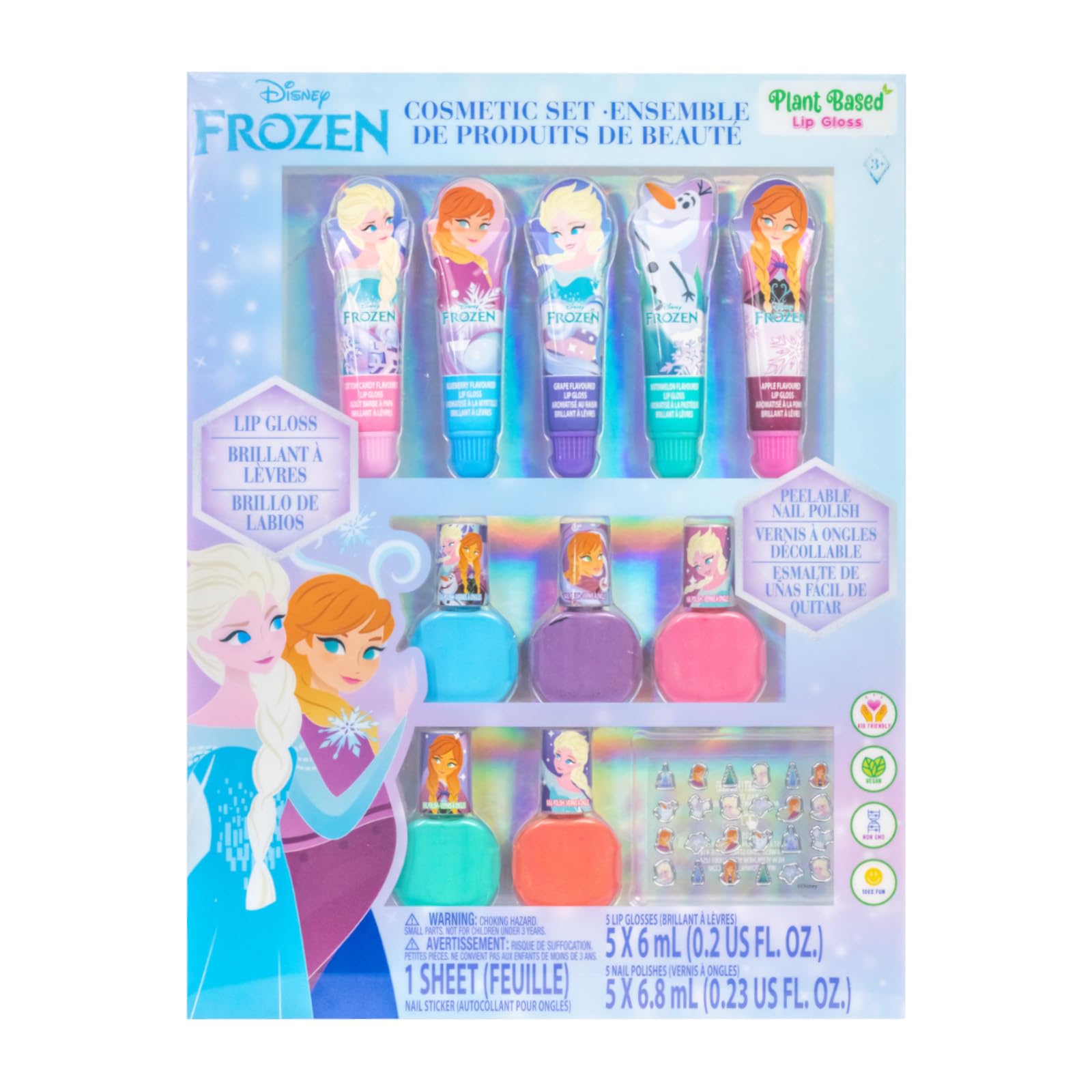 TownleyGirl Frozen 2 Disney Princess Frozen 2 Washable with Water! Luxurious Makeup Set: Manicure, Nail Sticker, Lip Gloss