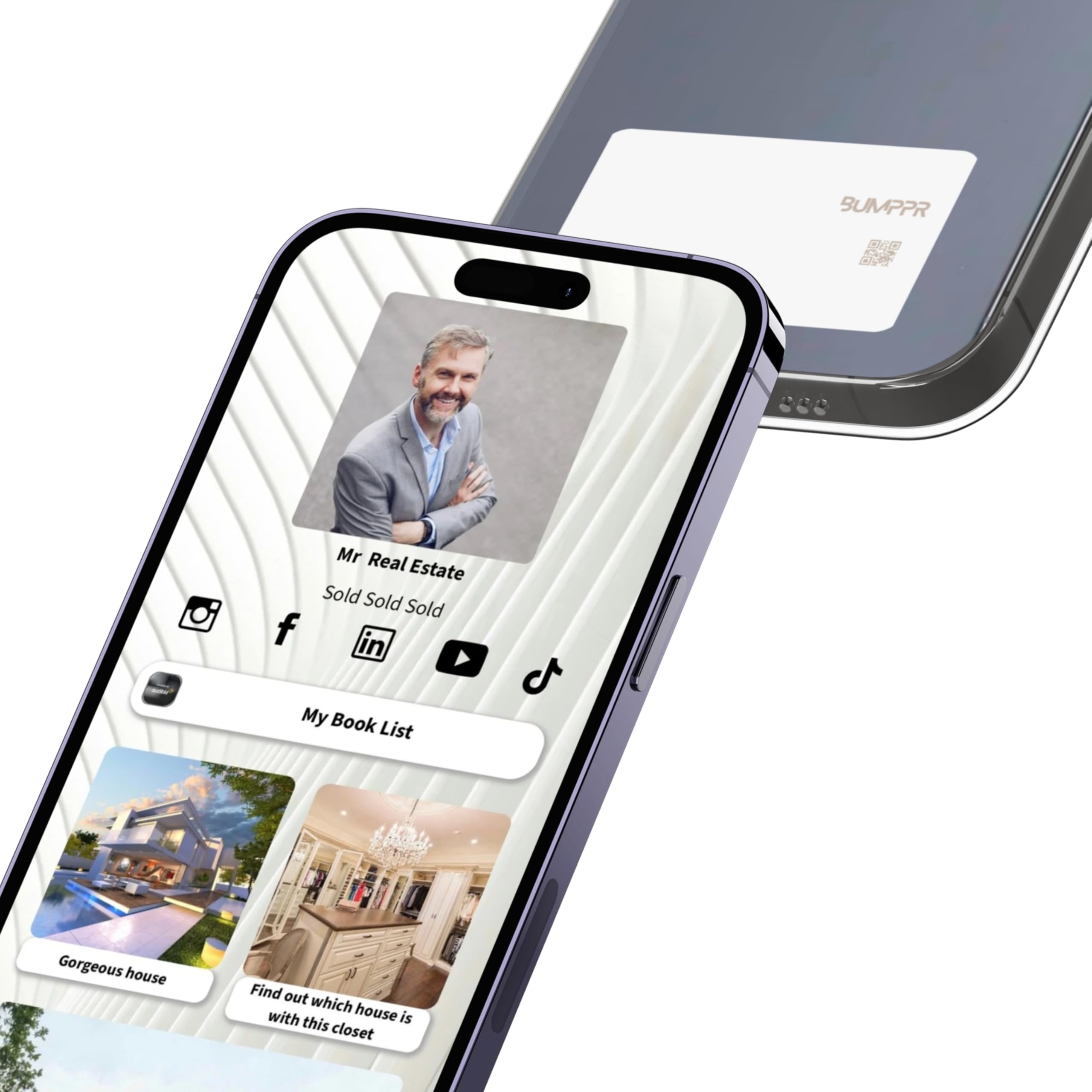 BUMPPR Digital Business Card - for iPhone and Android - NFC Enabled for Seamless Networking with Smart Customizable Profile with QR Code (White)