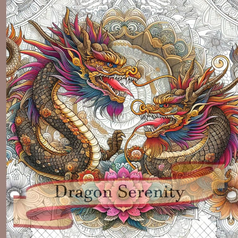Oriental Dragon Colouring Book - Adult colouring book | Anti Stress, wellbeing and relaxation | Chinese | Japanese | Dragons