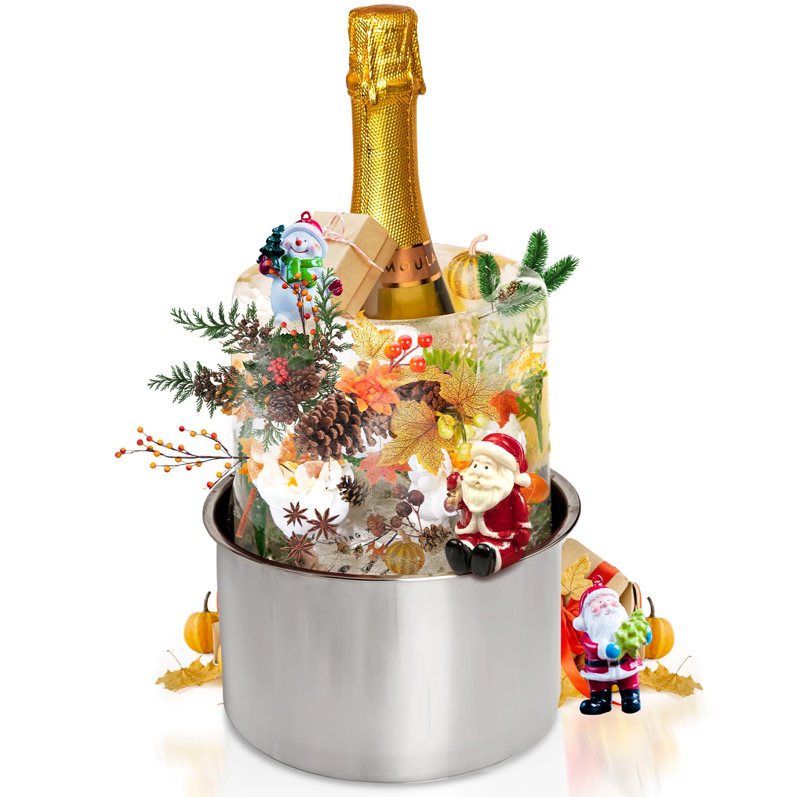 Ice Bucket Mold,Ice Mold Wine Bottle Chiller,Champagne Bucket Ice Mold, Flower/Fruits/Any Decoration to DIY Your Champagne Bucket Ice Mold For Special Parties (M)