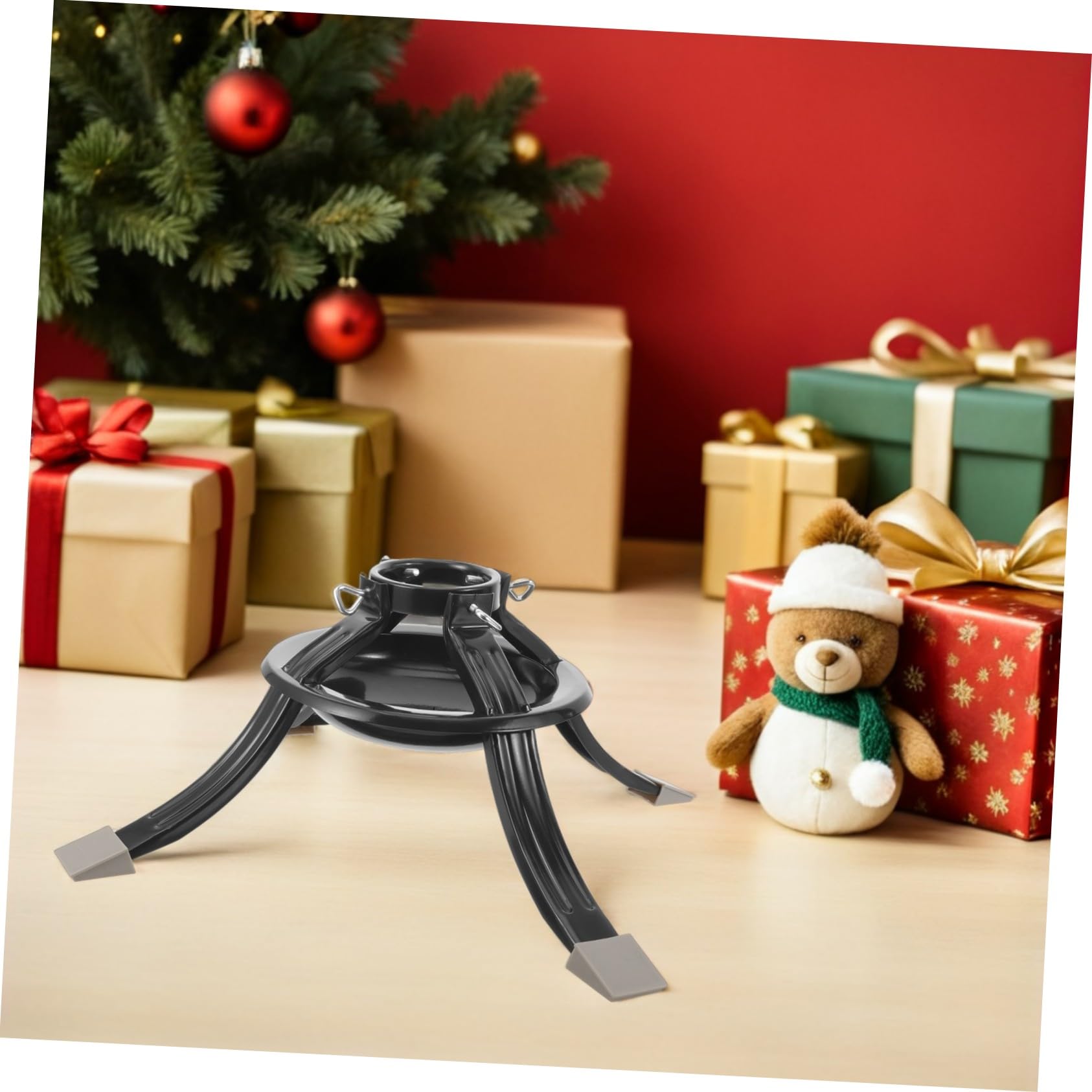Base de Soporte para Árbol de Navidad de Hierro Forjado Soporte Redondo Ajustable Accesorio para Árbol Real para Exhibiciones Navideñas