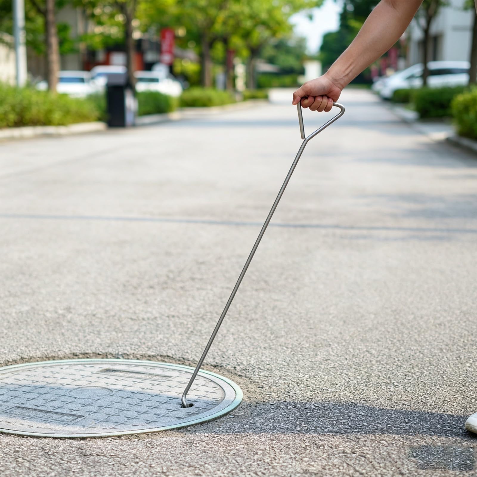 NMKSYX Triangle Handle Manhole Hook, Drain Cover Lifting Tool