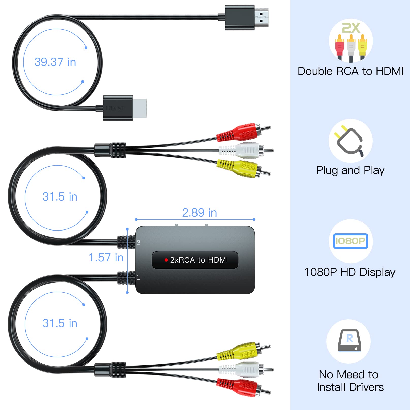 Convertitore HDMI A S-video/RCA - 1080P, Per TV Vecchie, PS3, PS4, TV Stick - Foto 13