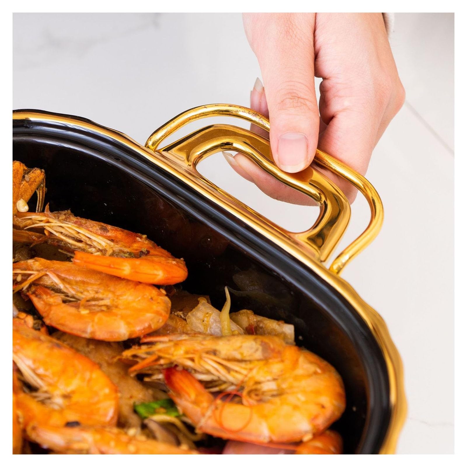 Juego de platos de cerámica, calentador de alimentos con tapa, recipiente extraíble para catering, ideal para servir platos calientes en bodas y fiestas