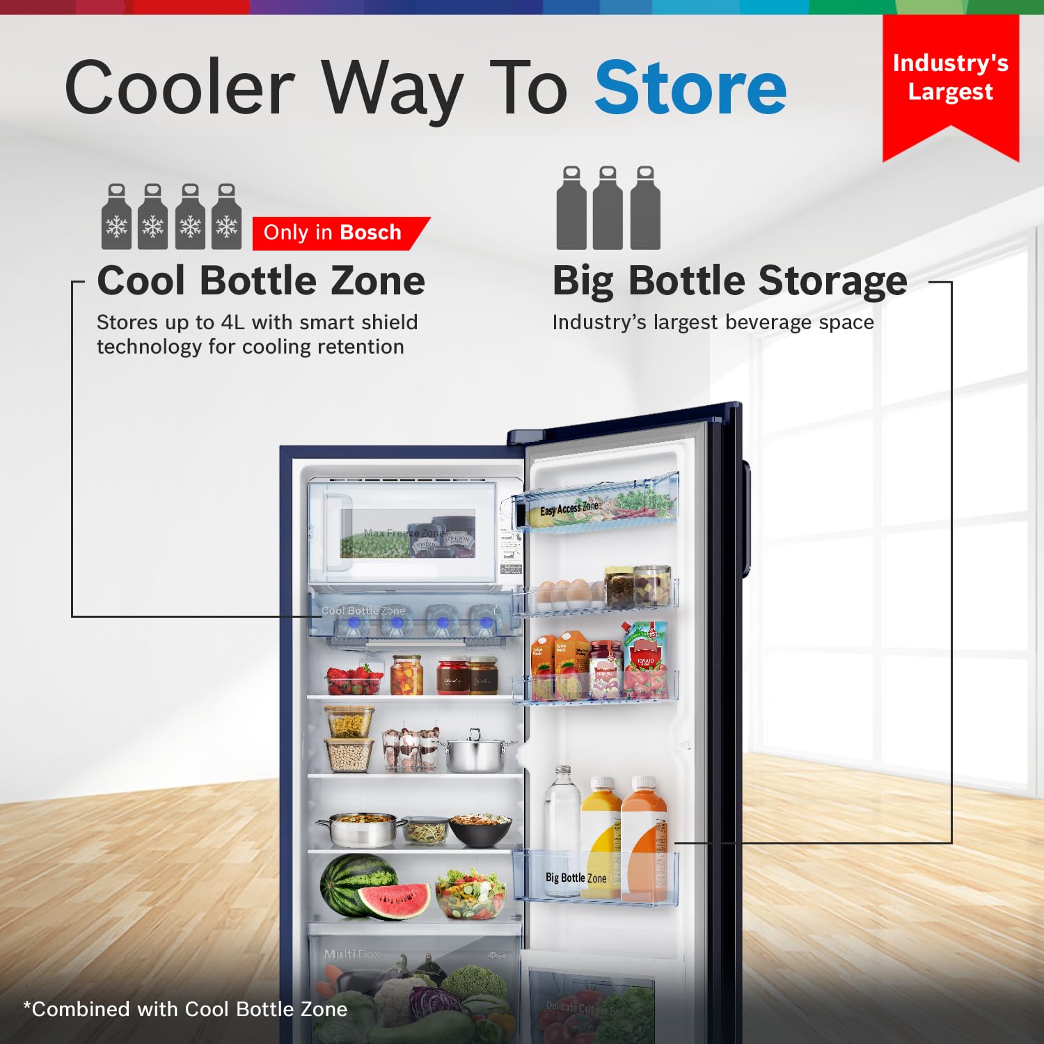 Bosch 226 L,4 star,Smart Inverter,Direct-Cool Single Door Refrigerator,Dark Lake(CST22U14PI)|18 Hrs Cooling Retention|2.5X Faster Cooling|XL Vegetable Box|Base Drawer|Delicate & Everyday Veggies Box 31 71Og7ADPFTL. SL1500
