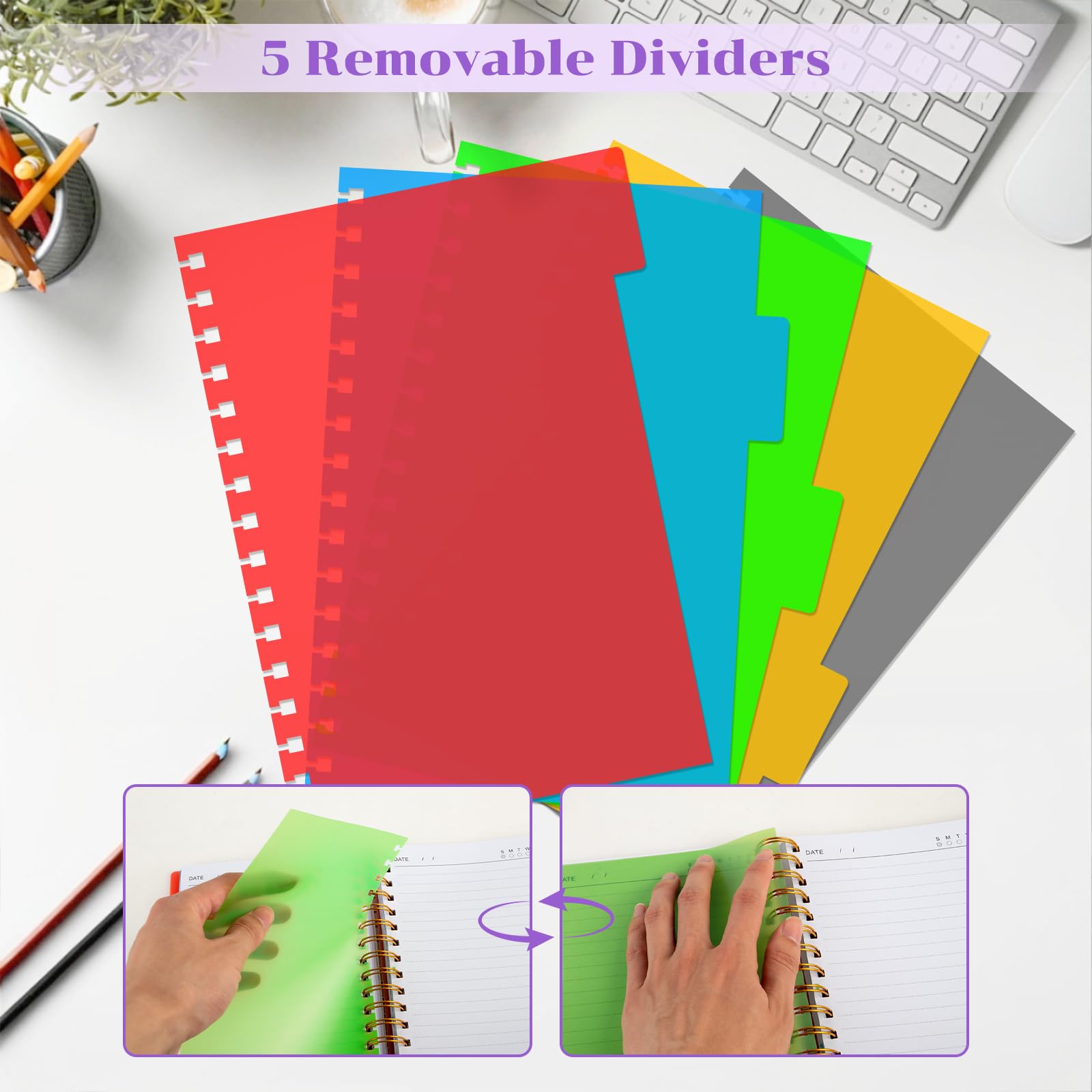 MOFELON A5 Notebook, Notepad, A5 Notebook with Dividers - Image 4