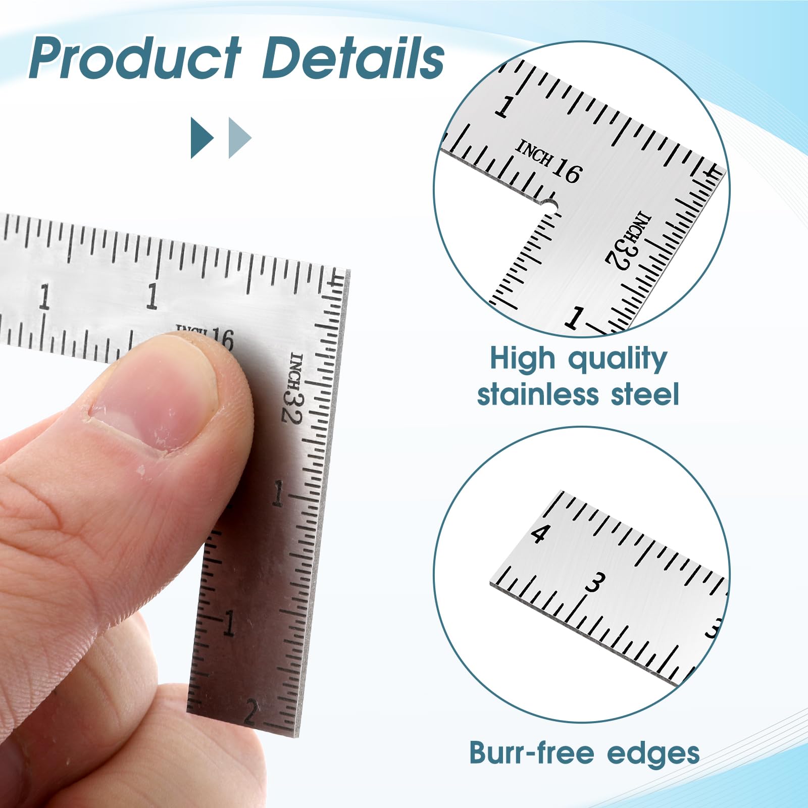 2-Piece L-Shaped Ruler Set – Stainless Steel Framing Square 50x100mm (4x2 Inches) With Inch & Metric Scales, 90° Right Angle For Carpentry