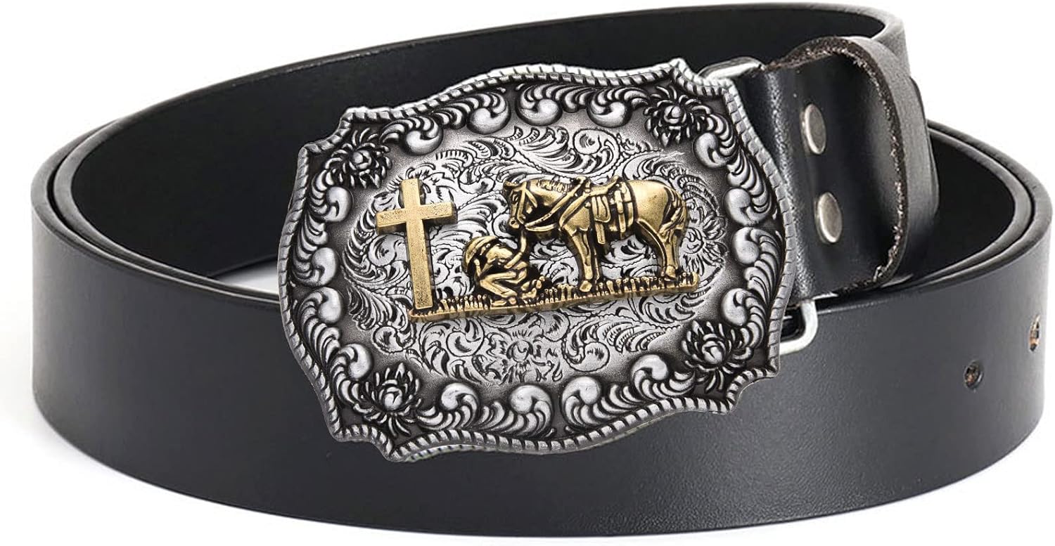 Western Cowboy Texas Retro Celtic Cross Horse Man Religious Christmas Halloween Belt Buckle Gifts - Image 4