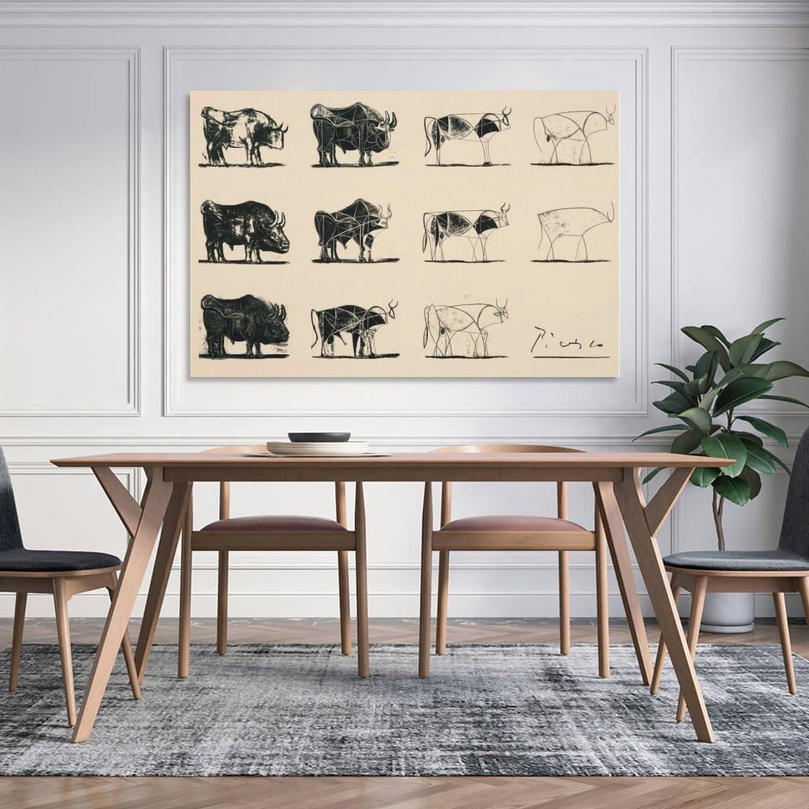 Amazon.co.jp: ピカソの有名な絵画インテリア「雄牛」の簡略化された