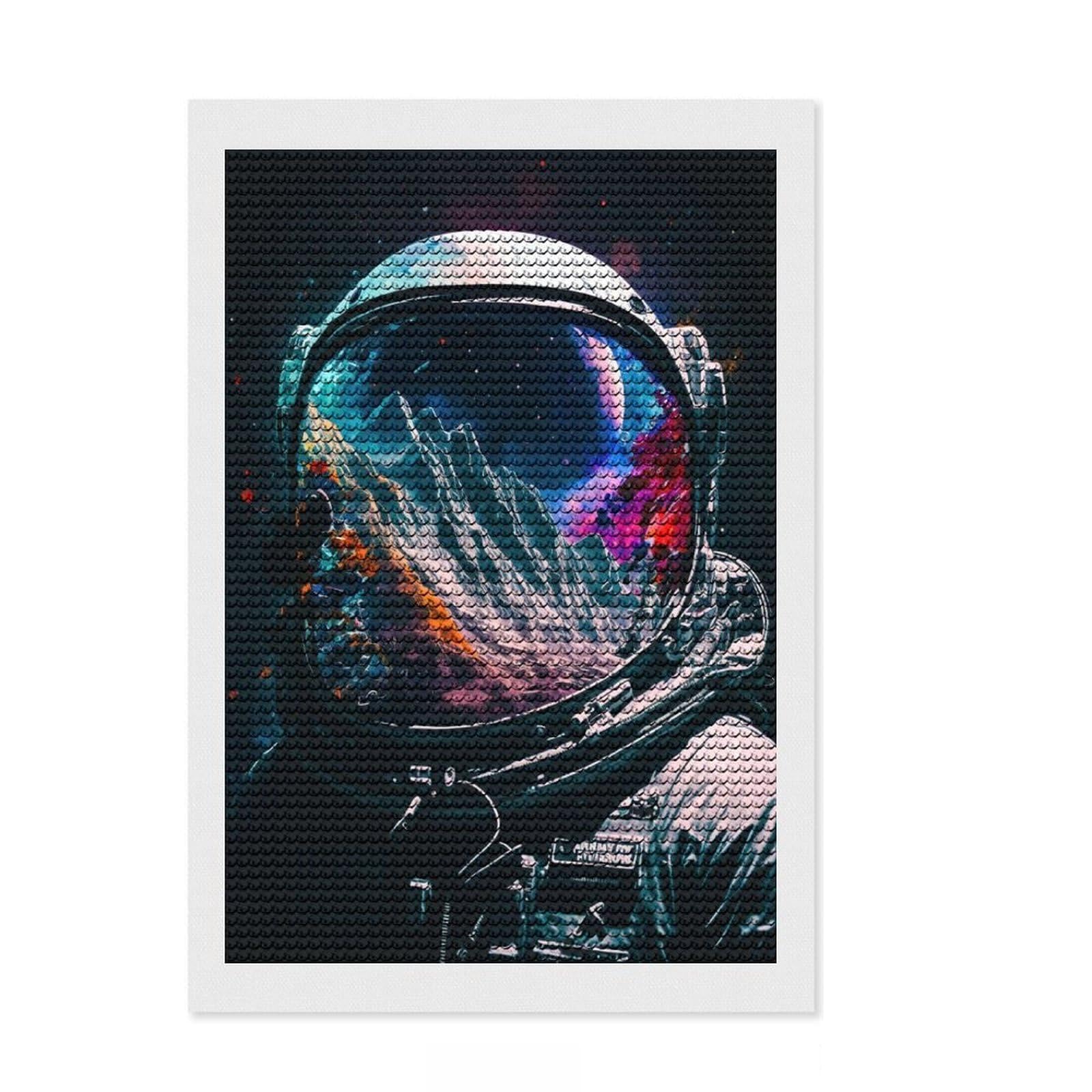 Junmoney Astronaut Portrait 03 Full Drill Diamond Painting Kit 8"x12", for Adults, Easy to Follow Symbols, Gift Idea, Aesthetic Room Decor