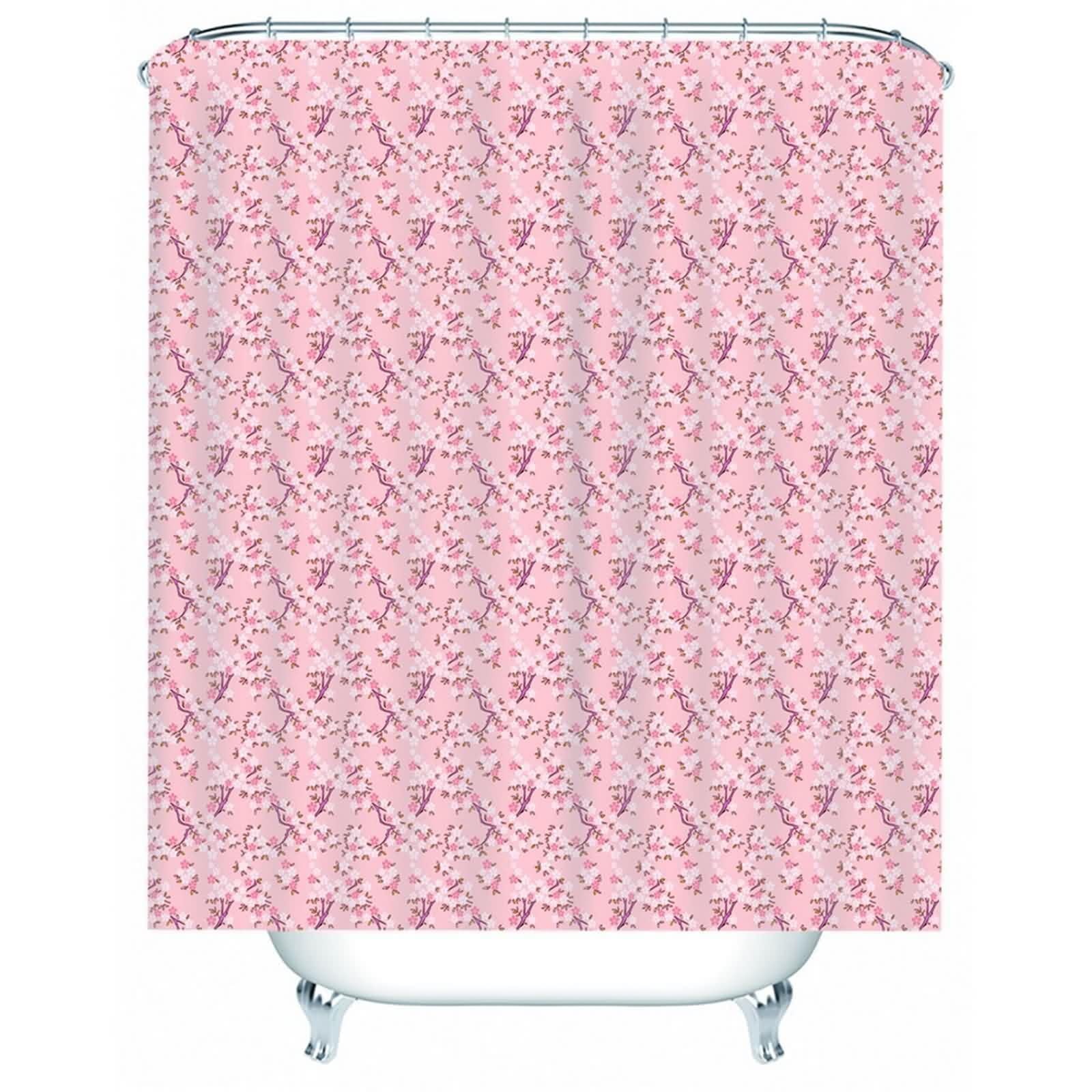 Rideau de douche rose anti-éclaboussures à motif floral pour protéger la salle de bain