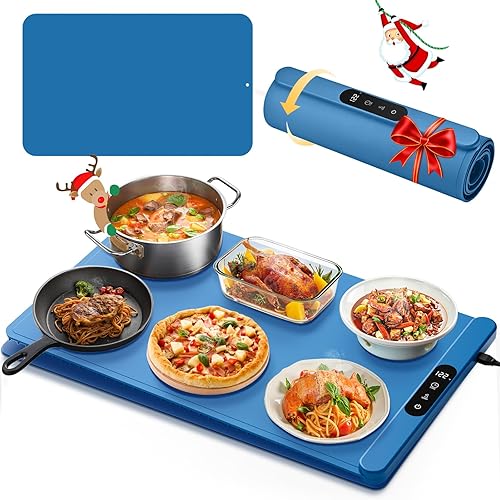 Tapete de calentamiento de alimentos con tapete protector de mesa, tapete de calentamiento rápido de grafeno, bandeja de calentamiento eléctrica con