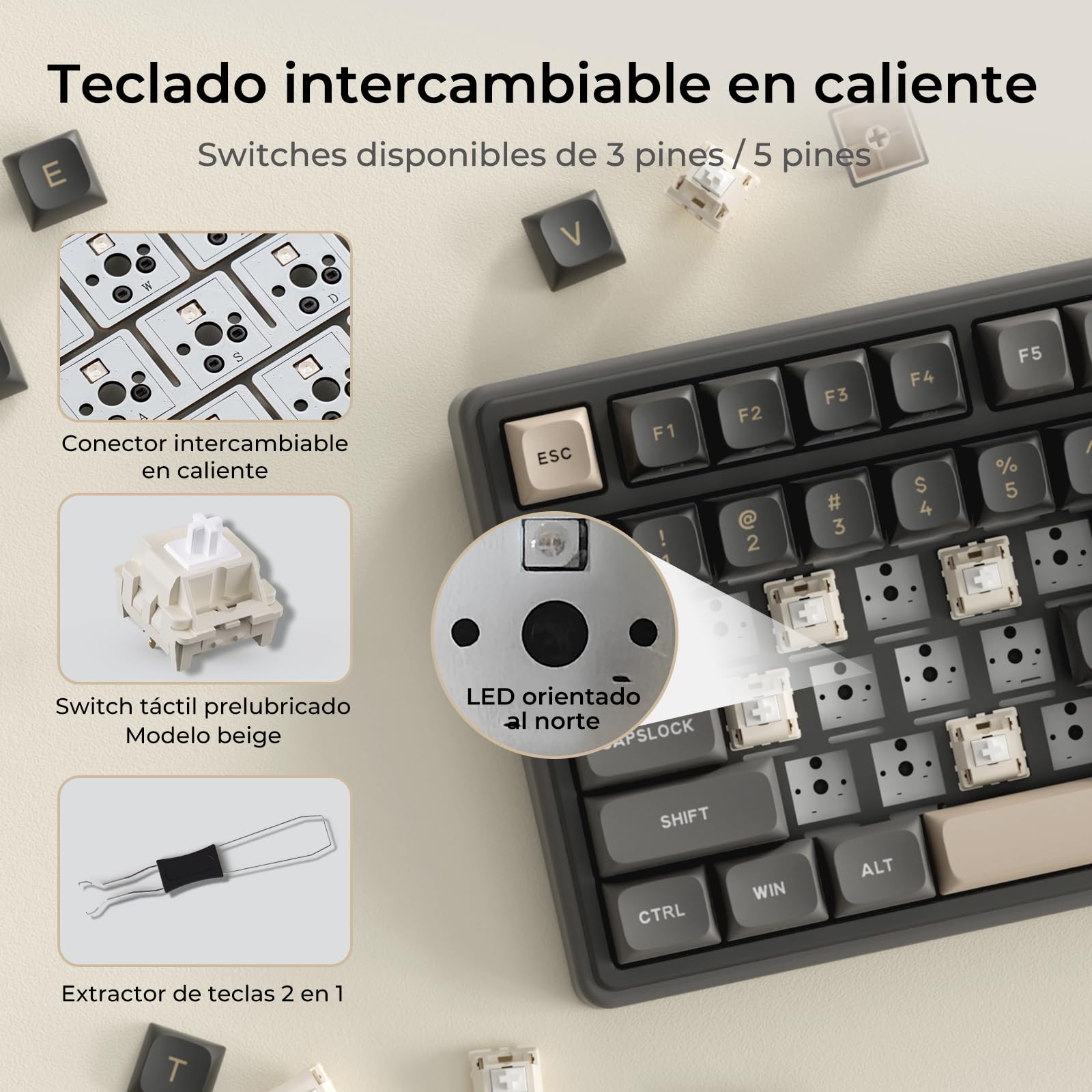 RK ROYAL KLUDGE R98 Pro Teclado Mecánico con Cable, 96% US Layout Teclado Gaming con Numérico, RGB, Perilla de Volumen, Gasket Structure, Teclas PBT MDA, Switch Lineal Pre-lubricado Hot-Swappable