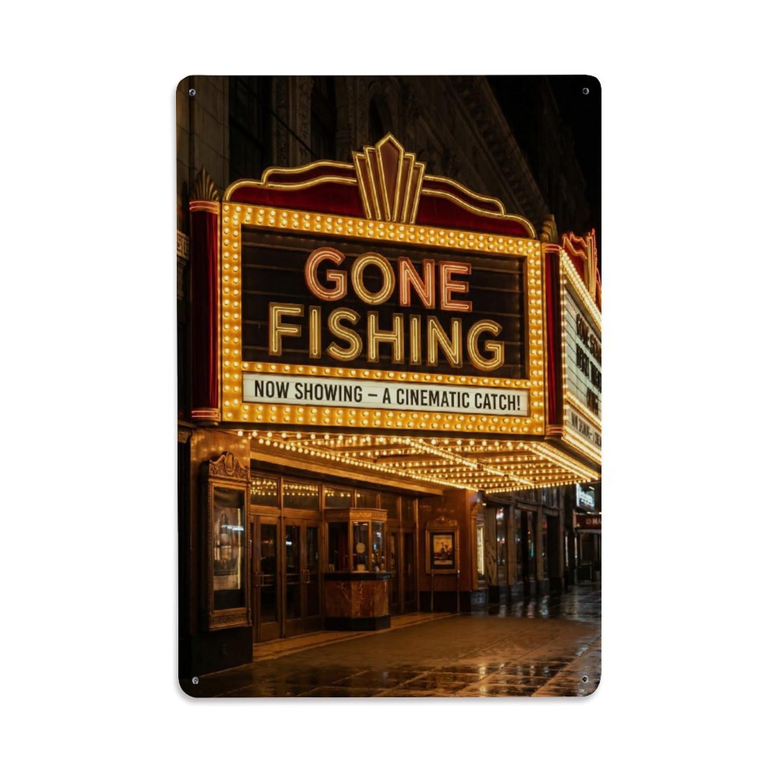 Gone Fishing Fishing Morning Vintage Metal Tin Sign Plaque Wall Decor for Cafe, Club, Garden Metal Poster 8x12Inch