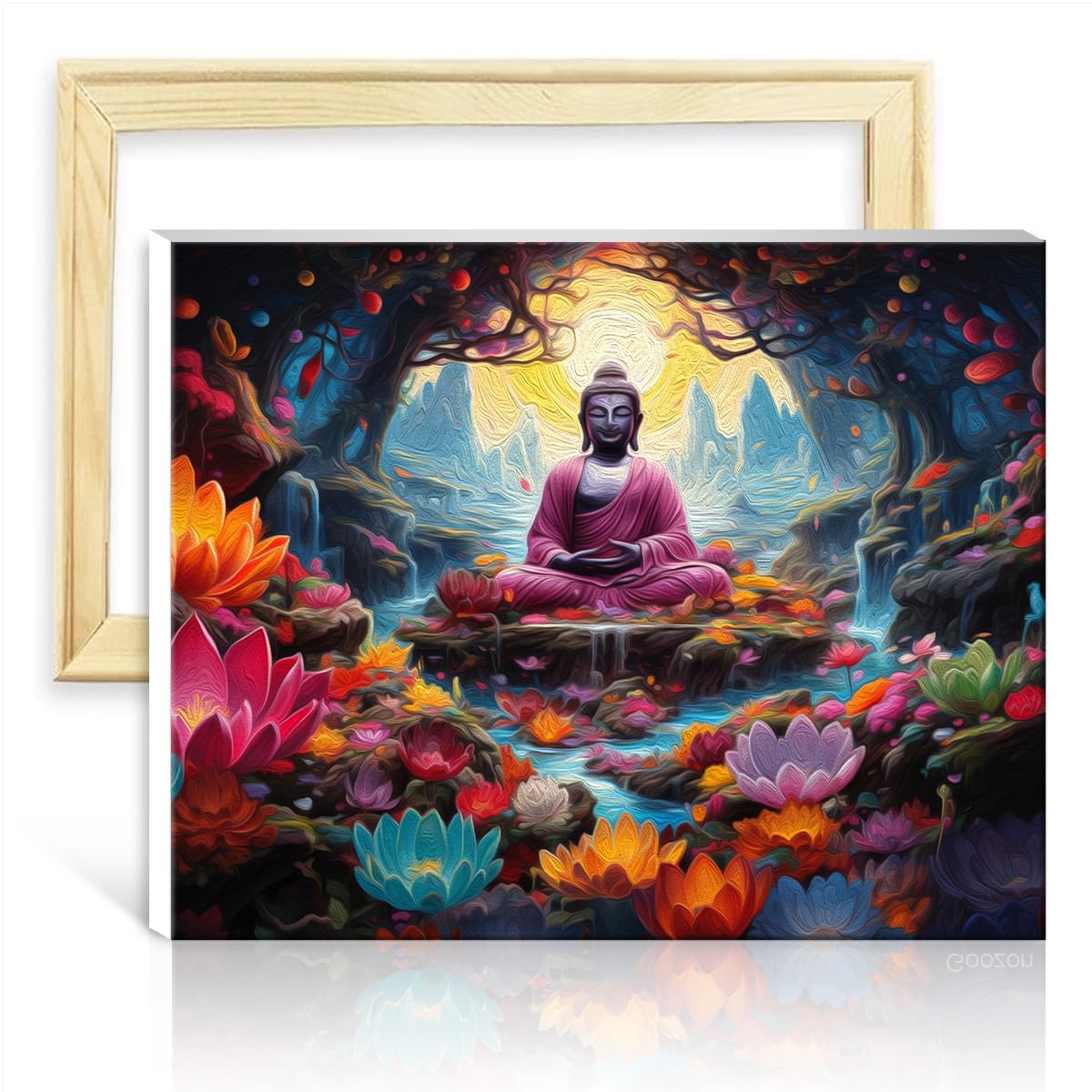 TANGFEIY Canvas Oil Painting Buddha Paint by Number Adults with Brushes Acrylic Pigment Digital Painting Picture for Home Wall Decor Gifts No Frame(30x40cm)