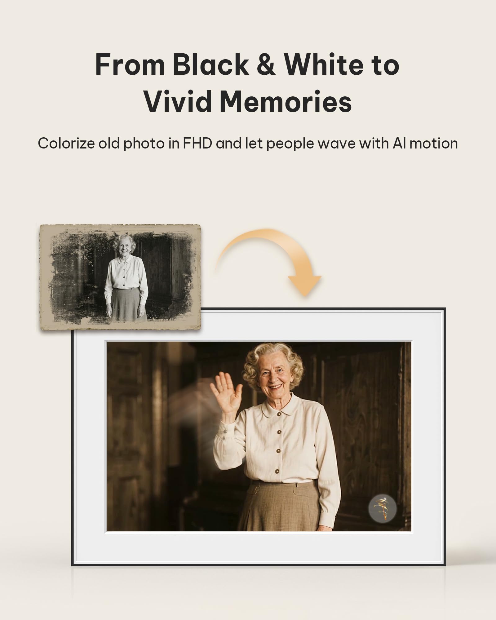 Magic Frame [AI Photo to Video] – 10.1" FHD WiFi Digital Picture Frame, AI Motion Sensor, Old Photo Alive, Unlimited Cloud Storage, Picture Share with APP, Touchscreen, Gift for Loved One