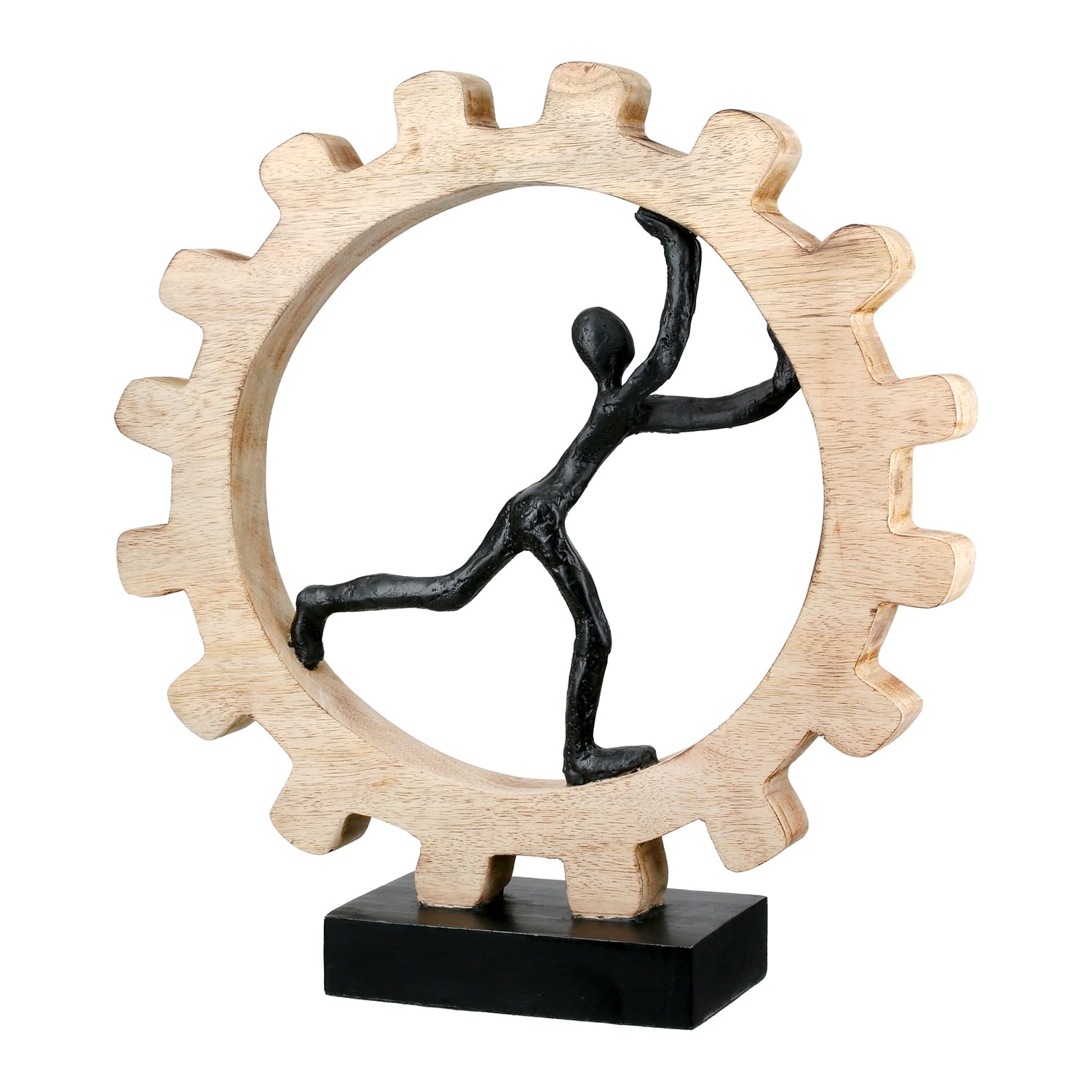 GILDE Decorative Sculpture, Aluminium, mango wood, Natural, Höhe 36cm