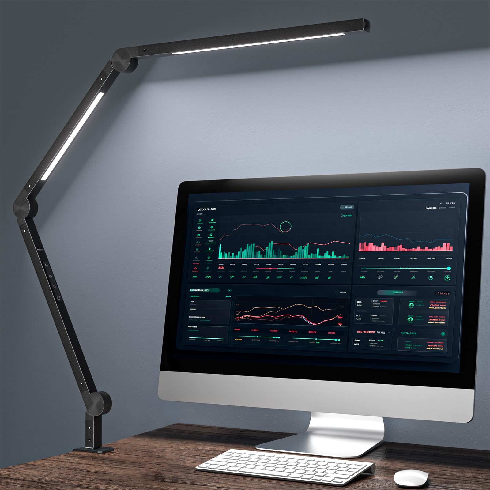EYOCEAN 1100lm Lampada da Scrivania LED a Braccio Oscillante Flessibile, con Morsetto, per Ufficio, Tavolo, Casa, Alta Qualità