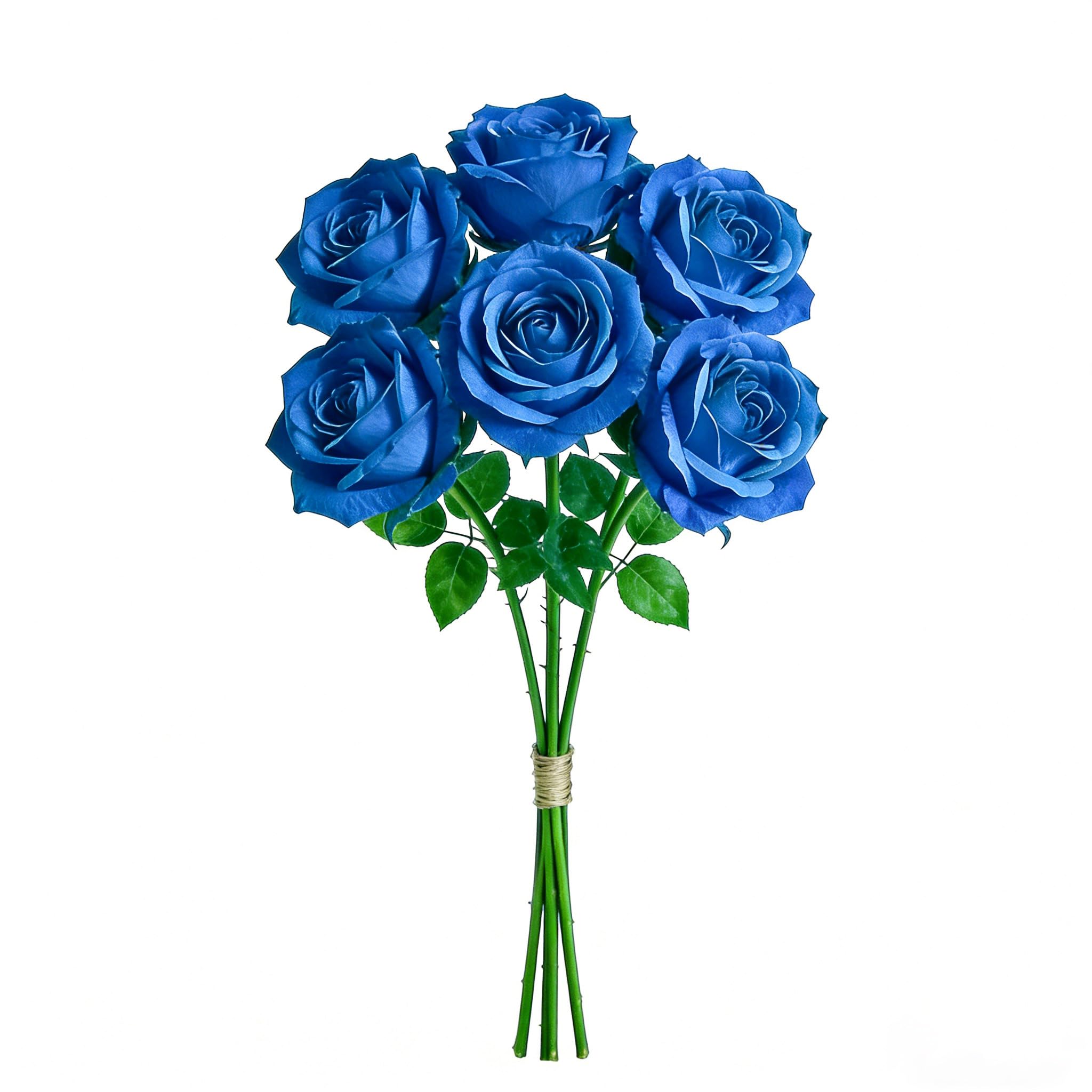 YGHSZ 6 Pcs Royal Blue Artificial Silk Roses, 42 cm Long Stem Realistic Faux Flowers for Bridal Bouquet, Wedding Centrepiece, Home Party & Hotel Decoration