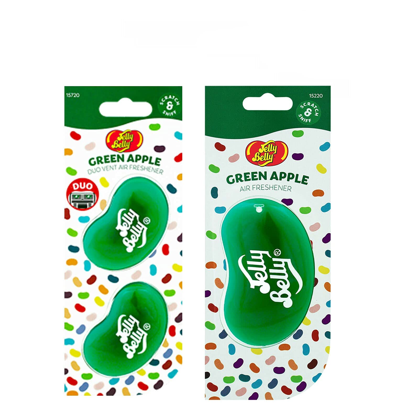 Jelly Belly GREEN APPLE DUO VENT & 3D Gel Car Air Fresheners A1771