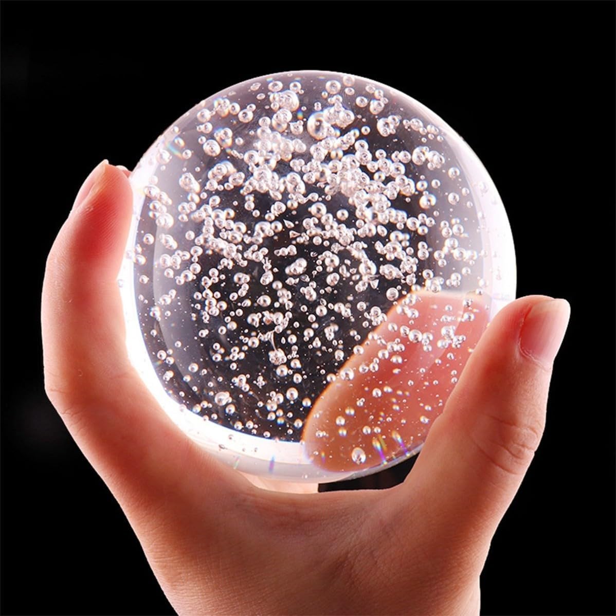 Crystal Bubble Ball Ornament with Smooth Surface and Elegant Base, Decorative Crystal Ball for Home and Store Decoration, Accent for Modern Interior