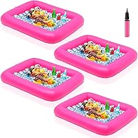 Vista 8 de Leitee 4 barras inflables de verano para servir y una bomba de mano, bandeja de servir para bufé de hielo, enfriador inflable con tapón de drenaje