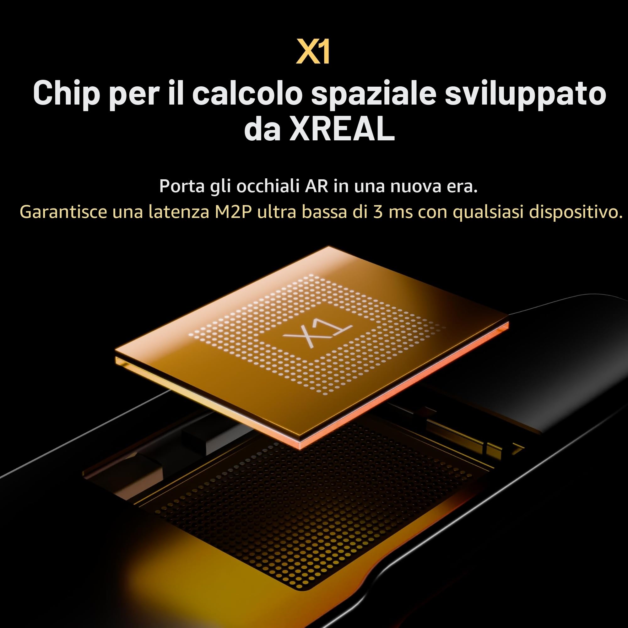 XREAL One AR Occhiali with X1 Chip, Native 3 DoF, 147" 50°FOV 120Hz HD Display, Audio Rinomato, 3 Adjustable Lens Transparency (Black)